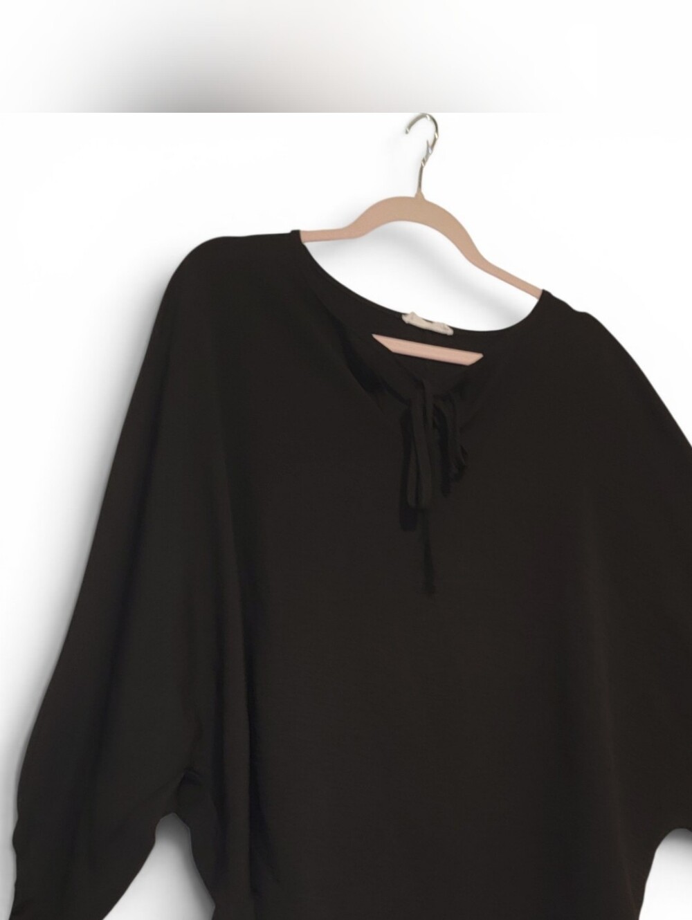 First Love Black Tie-Neck Blouse